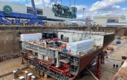 Generator Engine being landed in Engine Room #2.